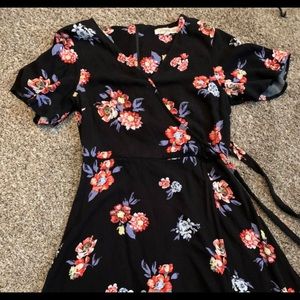 Black & floral mini-dress